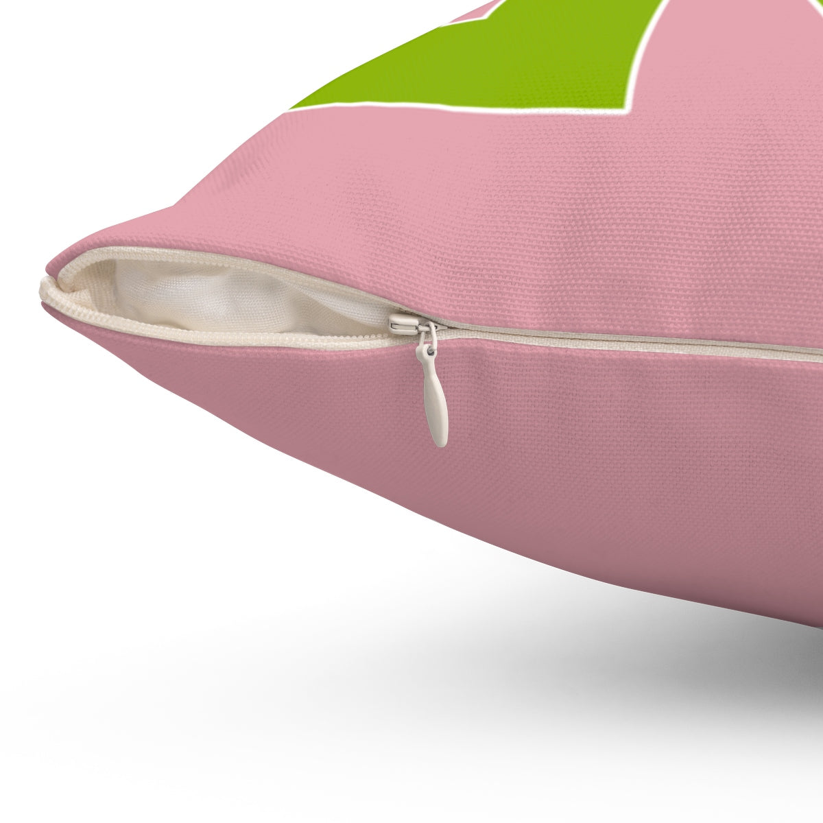 Pink and Green K Pillow