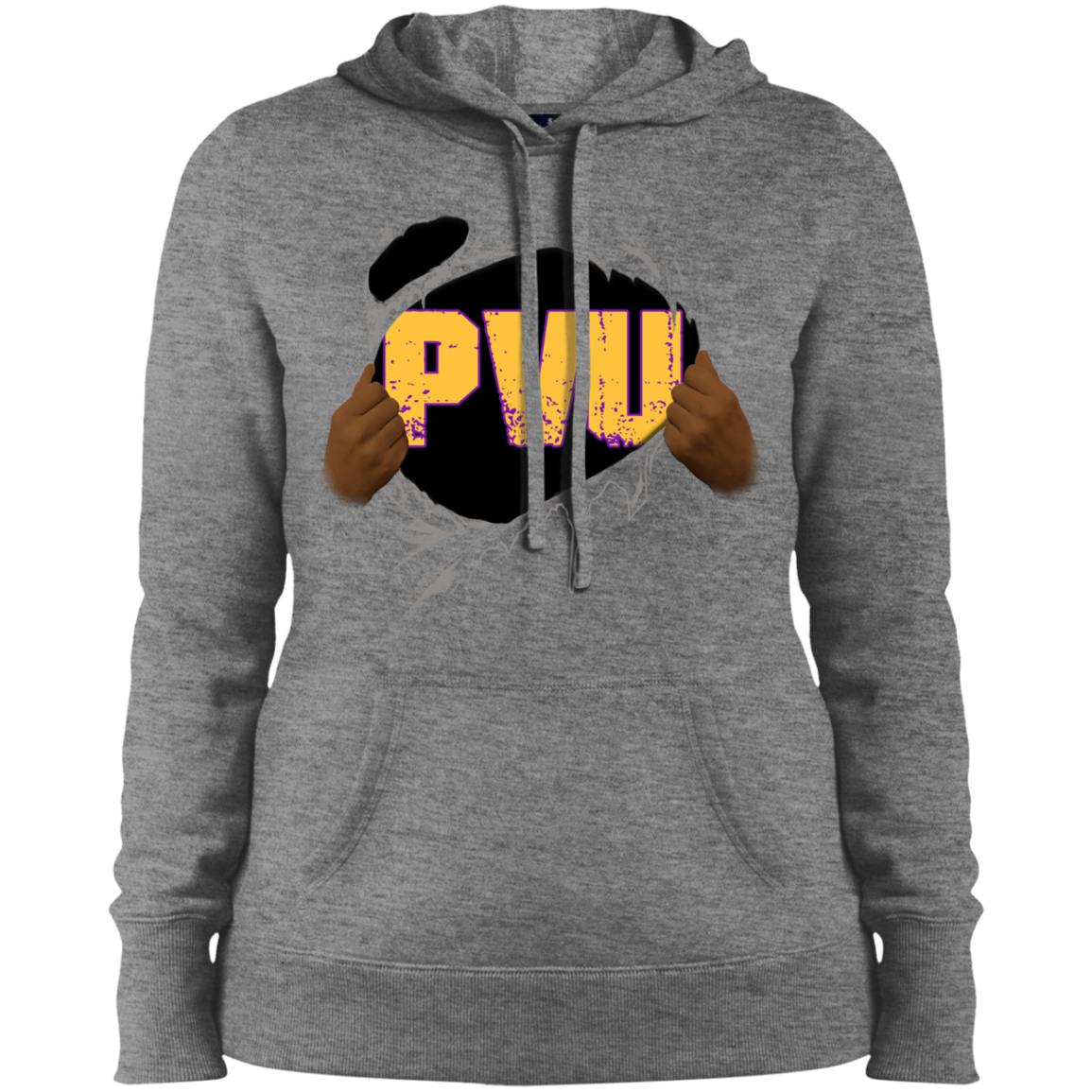 PVU Ripped Gold Pullover Hooded Sweatshirt
