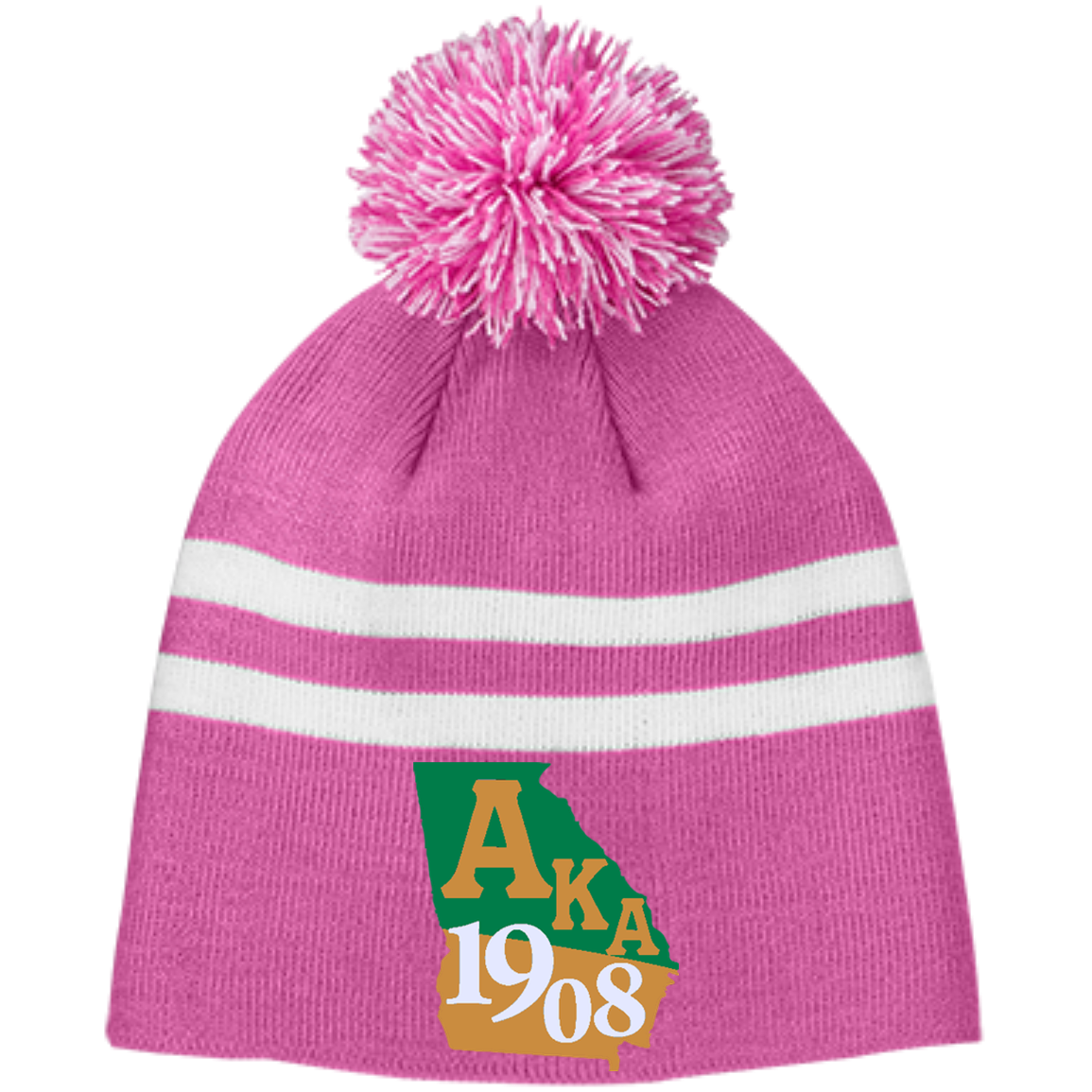 Team 365 Striped Pom Beanie