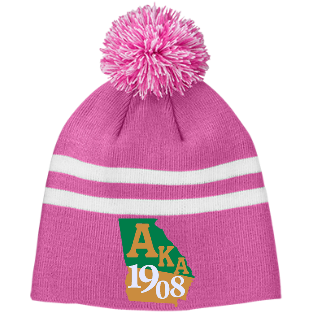 Team 365 Striped Pom Beanie