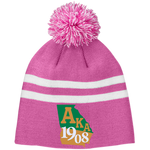 Team 365 Striped Pom Beanie