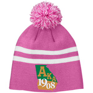 Team 365 Striped Pom Beanie