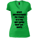 Girl Power-Junior's Vintage Wash V-Neck T-Shirt