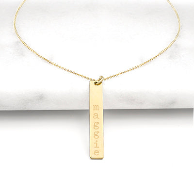 Gold Personalized Vertical Bar Necklace