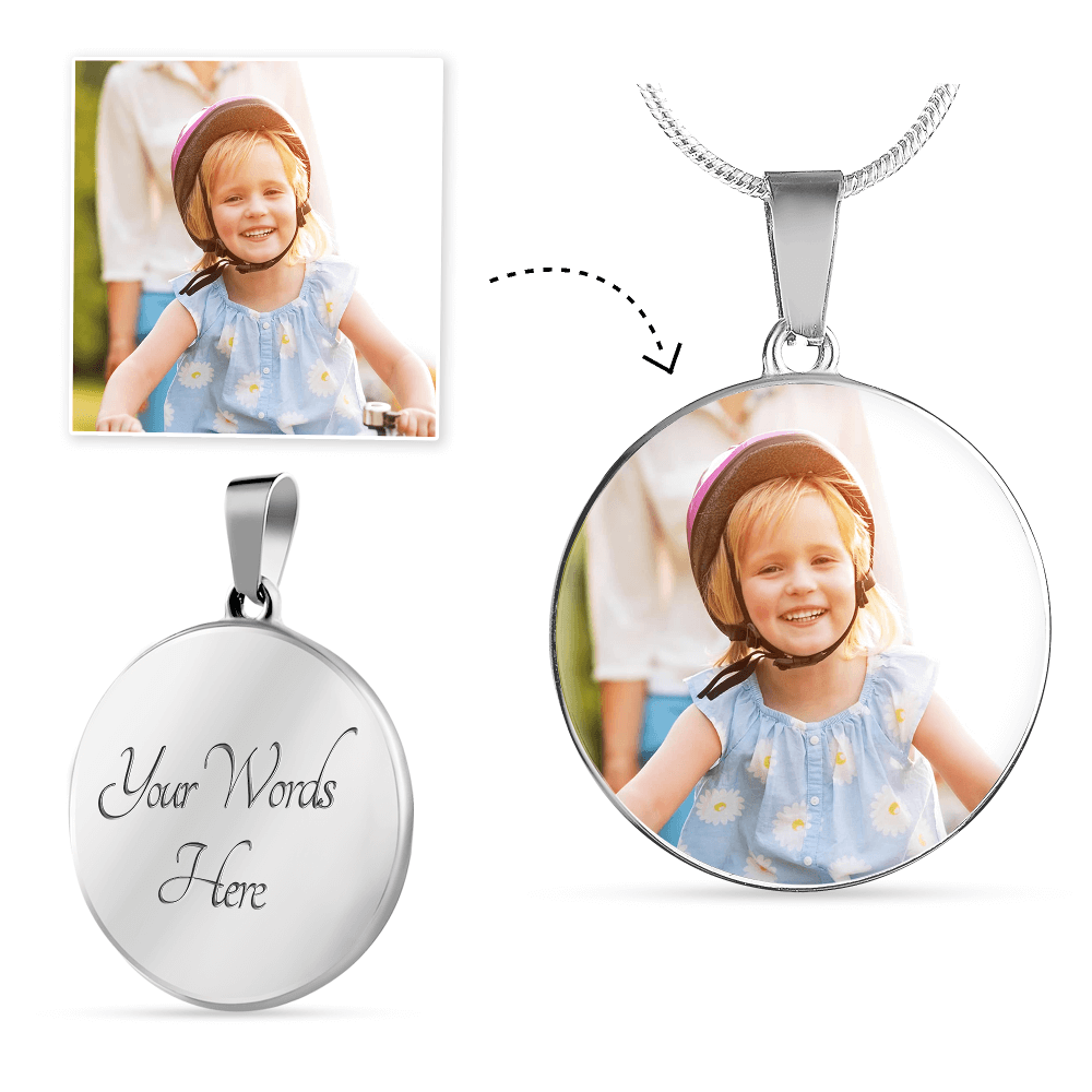 Custom Picture Engravable Round Necklace