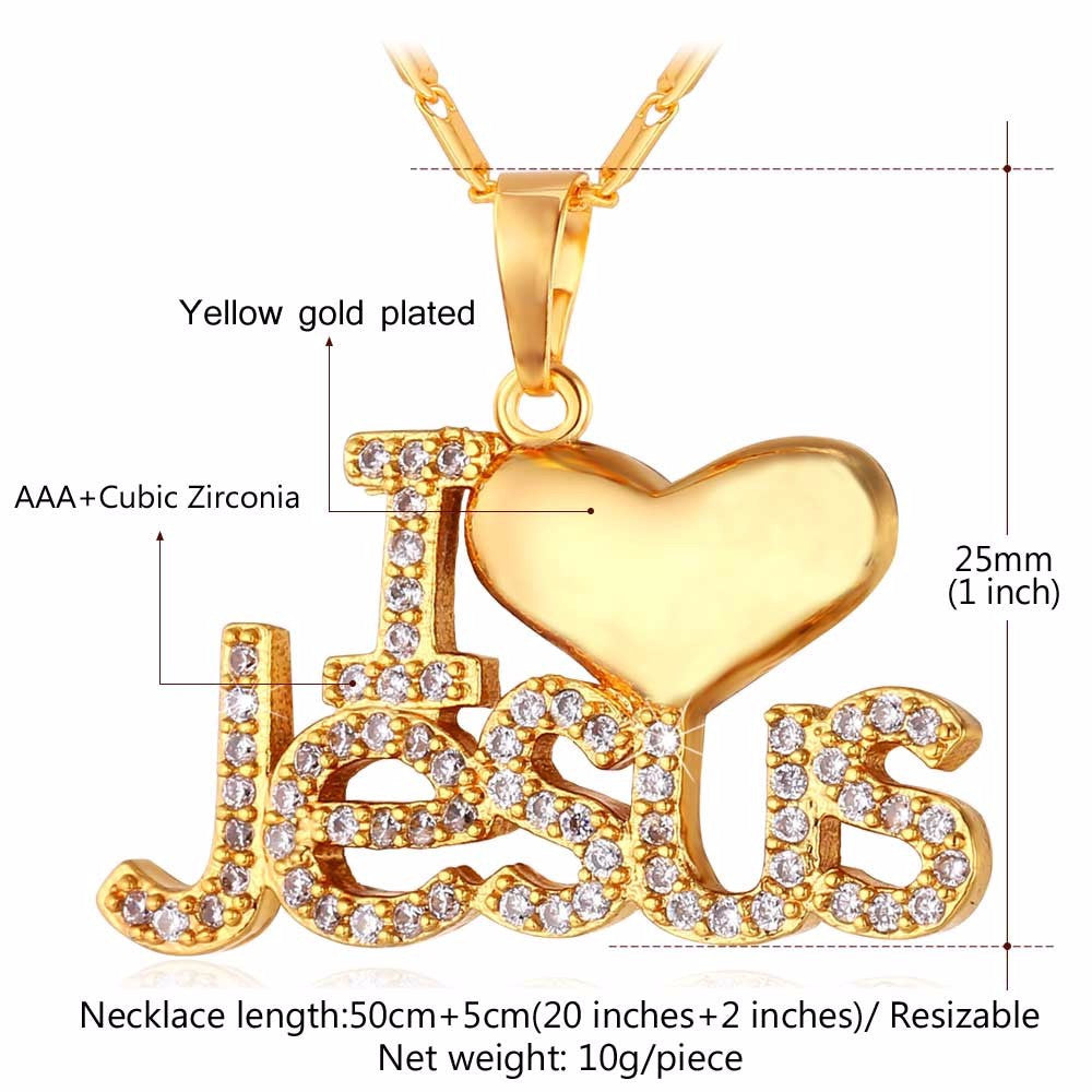 I Love Jesus Pendent and Necklace