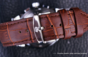 Rose Gold Case Genuine Leather Strap Mens Luxury Watch