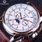 Rose Gold Case Genuine Leather Strap Mens Luxury Watch