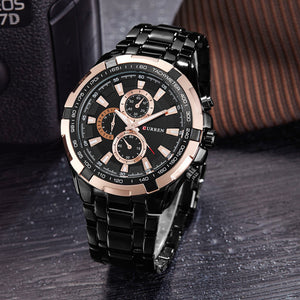 Mens Luxury Gold Black Military Sport Watch- Multiple Color Faces Available.