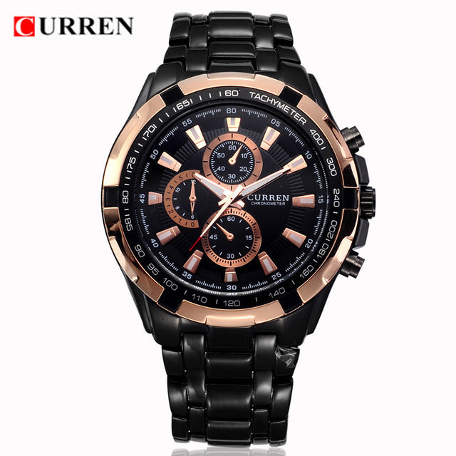 Mens Luxury Gold Black Military Sport Watch- Multiple Color Faces Available.