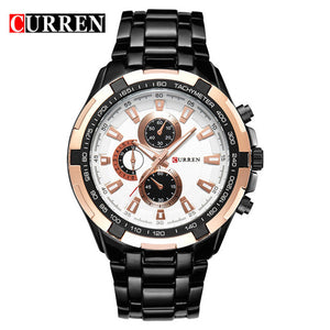 Mens Luxury Gold Black Military Sport Watch- Multiple Color Faces Available.