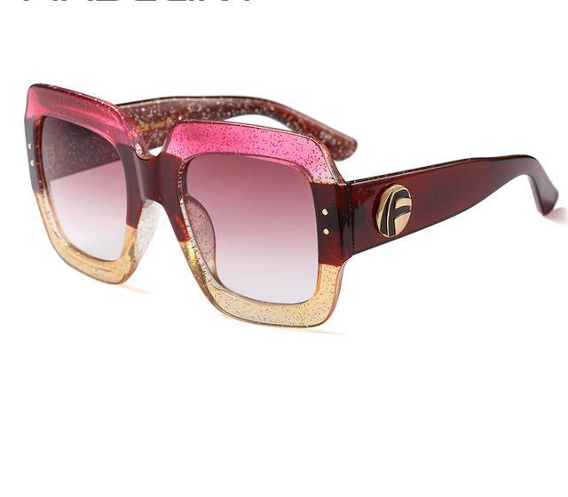 Luxury Women Designer Square Summer Style Big Frame Sun Glasses