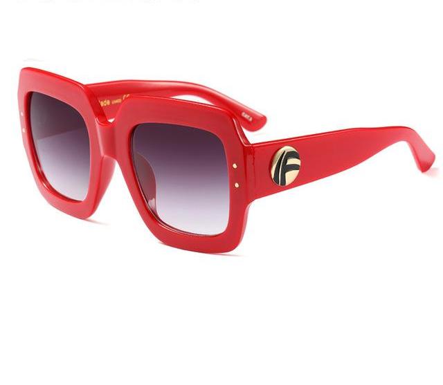 Luxury Women Designer Square Summer Style Big Frame Sun Glasses